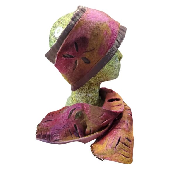 Elisabeth Wannaz Beautiful Wool Silk One of a Kind Art to Wear Head Wrap Hat - Picture 4 of 8